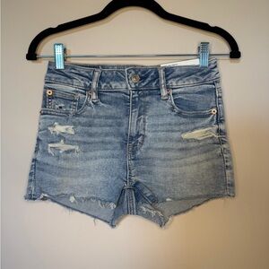 American Eagle Outfitters Light Blue Distressed Jean Shorts